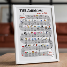 Load image into Gallery viewer, UK | The Road to 60 | 60th Milestone Birthday Print | Born in 1966
