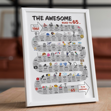 Load image into Gallery viewer, UK | The Road to 65 | 65th Milestone Birthday Print | Born in 1961