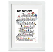 Load image into Gallery viewer, UK | The Road to 55 | 55th Milestone Birthday Print | Born in 1971