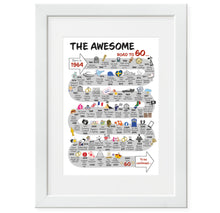 Load image into Gallery viewer, UK | The Road to 60 | 60th Milestone Birthday Print | Born in 1964 or 1965