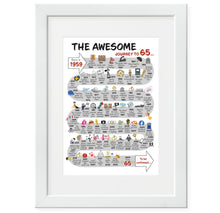 Load image into Gallery viewer, UK | The Road to 65 | 65th Milestone Birthday Print | Born in 1959 or 1960