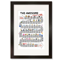 Load image into Gallery viewer, UK | The Road to 65 | 65th Milestone Birthday Print | Born in 1959 or 1960