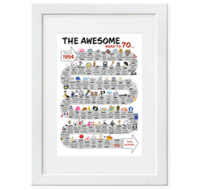 Load image into Gallery viewer, UK | The Road to 70 | 70th Milestone Birthday Print | Born in 1954 or 1955