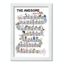 Load image into Gallery viewer, UK | The Road to 55 | 55th Milestone Birthday Print | Born in 1971