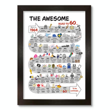 Load image into Gallery viewer, UK | The Road to 60 | 60th Milestone Birthday Print | Born in 1966