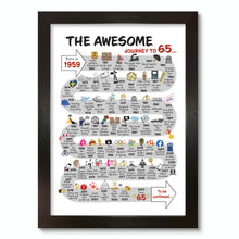 Load image into Gallery viewer, UK | The Road to 65 | 65th Milestone Birthday Print | Born in 1961