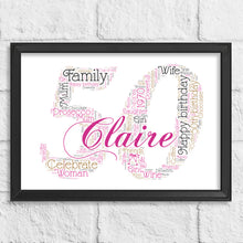 Load image into Gallery viewer, Personalised Birthday Number Gift Print