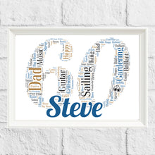 Load image into Gallery viewer, Personalised Birthday number gift print