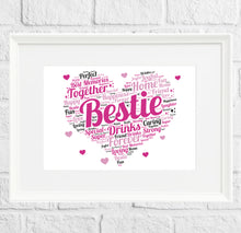 Load image into Gallery viewer, Pink Bestie personalised word art print