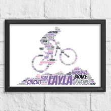 Load image into Gallery viewer, Downhill mountain bike word cloud by Stunrosie Gifts