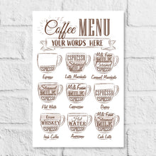 Load image into Gallery viewer, Personalised Coffee Menu