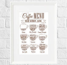 Load image into Gallery viewer, Personalised Coffee Menu