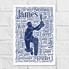 Load image into Gallery viewer, Personalised Cricket Word Art Gift