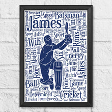 Load image into Gallery viewer, Personalised Cricket Word Art Gift