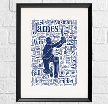 Load image into Gallery viewer, Personalised Cricket Word Art Gift
