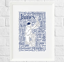 Load image into Gallery viewer, Personalised Cricket Word Art Gift