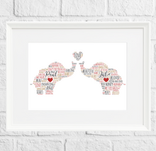 Load image into Gallery viewer, Personalised Love Elephants Gift Print
