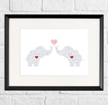 Load image into Gallery viewer, Personalised Love Elephants Gift Print 2