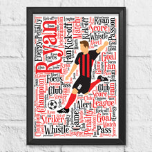 Load image into Gallery viewer, Fully custom football word art gift print by Stunrosie Gifts