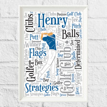 Load image into Gallery viewer, Personalised Fathers day golf gift idea word art