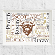 Load image into Gallery viewer, Personalised Scottish Highland Cattle Print