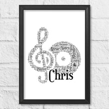 Load image into Gallery viewer, Personalised Music lovers gift print