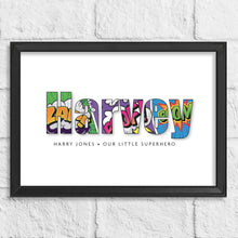 Load image into Gallery viewer, Superhero personalised child print
