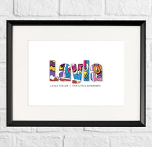 Load image into Gallery viewer, Persoanlised girls bedroom superhero decor name print