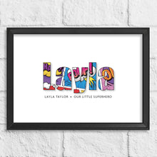 Load image into Gallery viewer, Girls superhero themed name plate