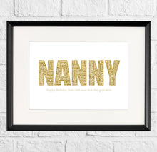 Load image into Gallery viewer, Grandma wordart gift print