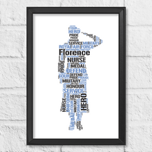 Load image into Gallery viewer, Female Navy officer word art gift idea