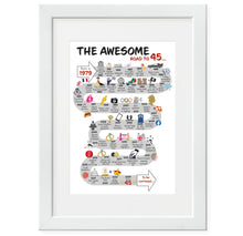 Load image into Gallery viewer, UK | The Road to 45 | 45th Milestone Birthday Print | Born in 1979 or 1980
