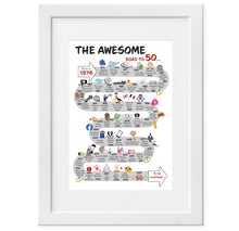 Load image into Gallery viewer, UK | The Road to 50 | 50th Milestone Birthday Print | Born in 1974 or 1975
