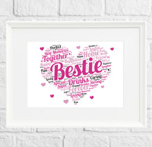 Load image into Gallery viewer, Pink Bestie personalised word art print
