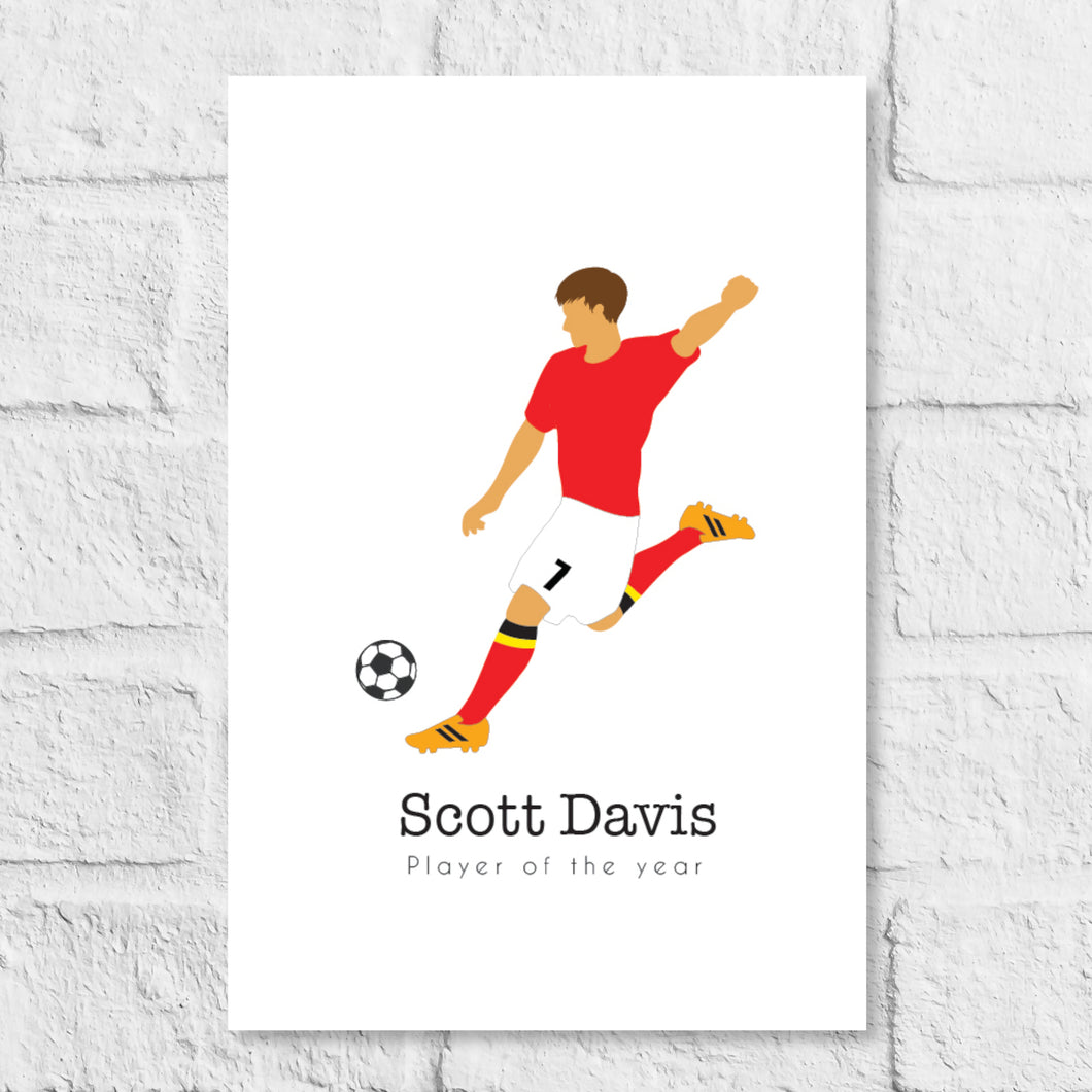 Custom football player artwork for kids bedroom