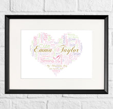 Load image into Gallery viewer, Christening word art gift idea by Stunrosie Gifts
