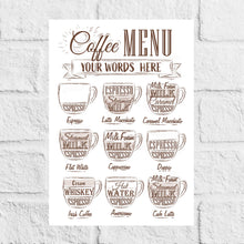 Load image into Gallery viewer, Personalised Coffee Menu
