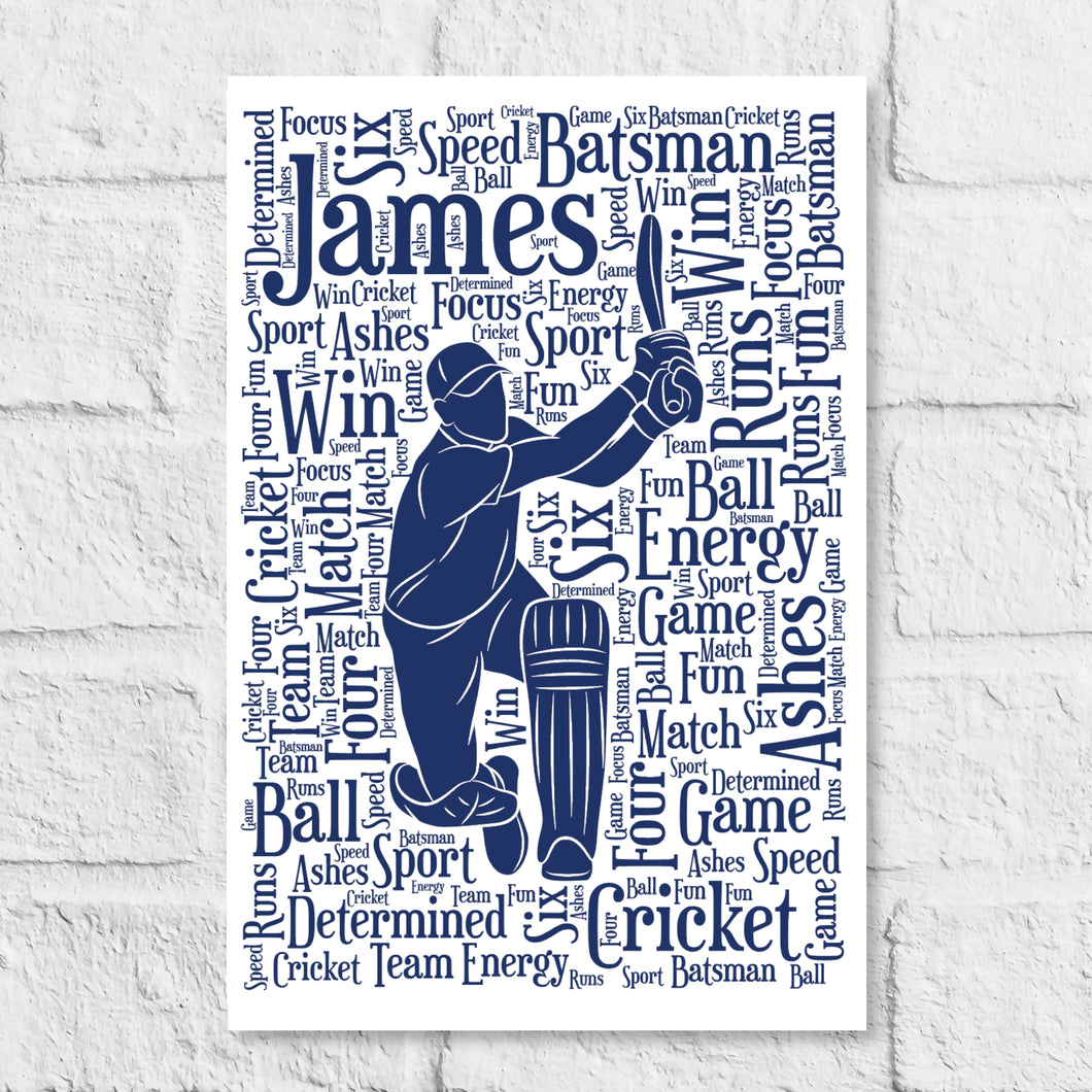 Personalised Cricket Word Art Gift