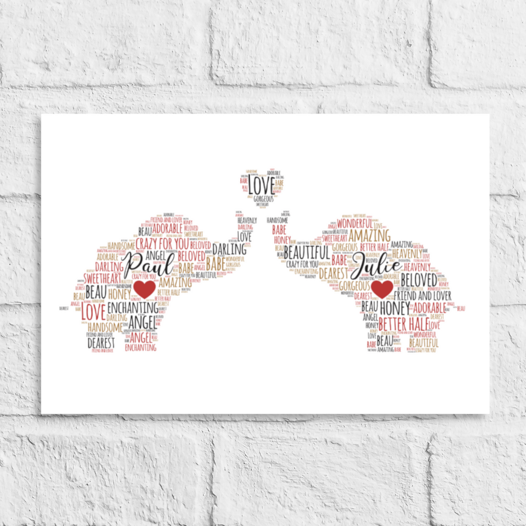 Personalised Love Elephants Gift Print