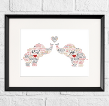 Load image into Gallery viewer, Personalised Love Elephants Gift Print
