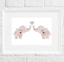 Load image into Gallery viewer, Personalised Love Elephants Gift Print
