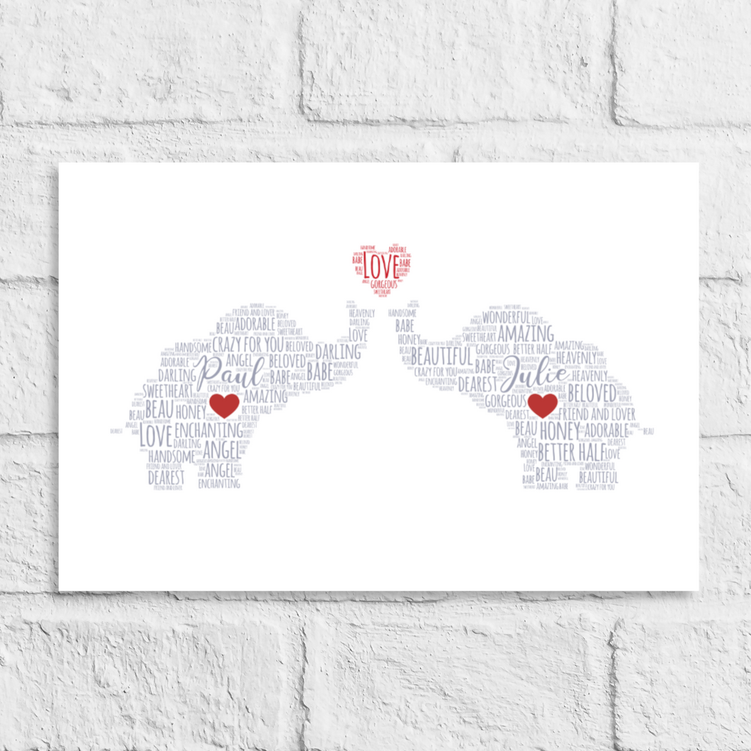 Personalised Love Elephants Gift Print 2