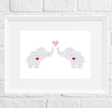 Load image into Gallery viewer, Personalised Love Elephants Gift Print 2
