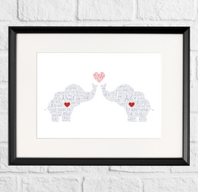 Load image into Gallery viewer, Personalised Love Elephants Gift Print 2
