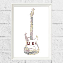 Load image into Gallery viewer, Electric Guitar word cloud for band member
