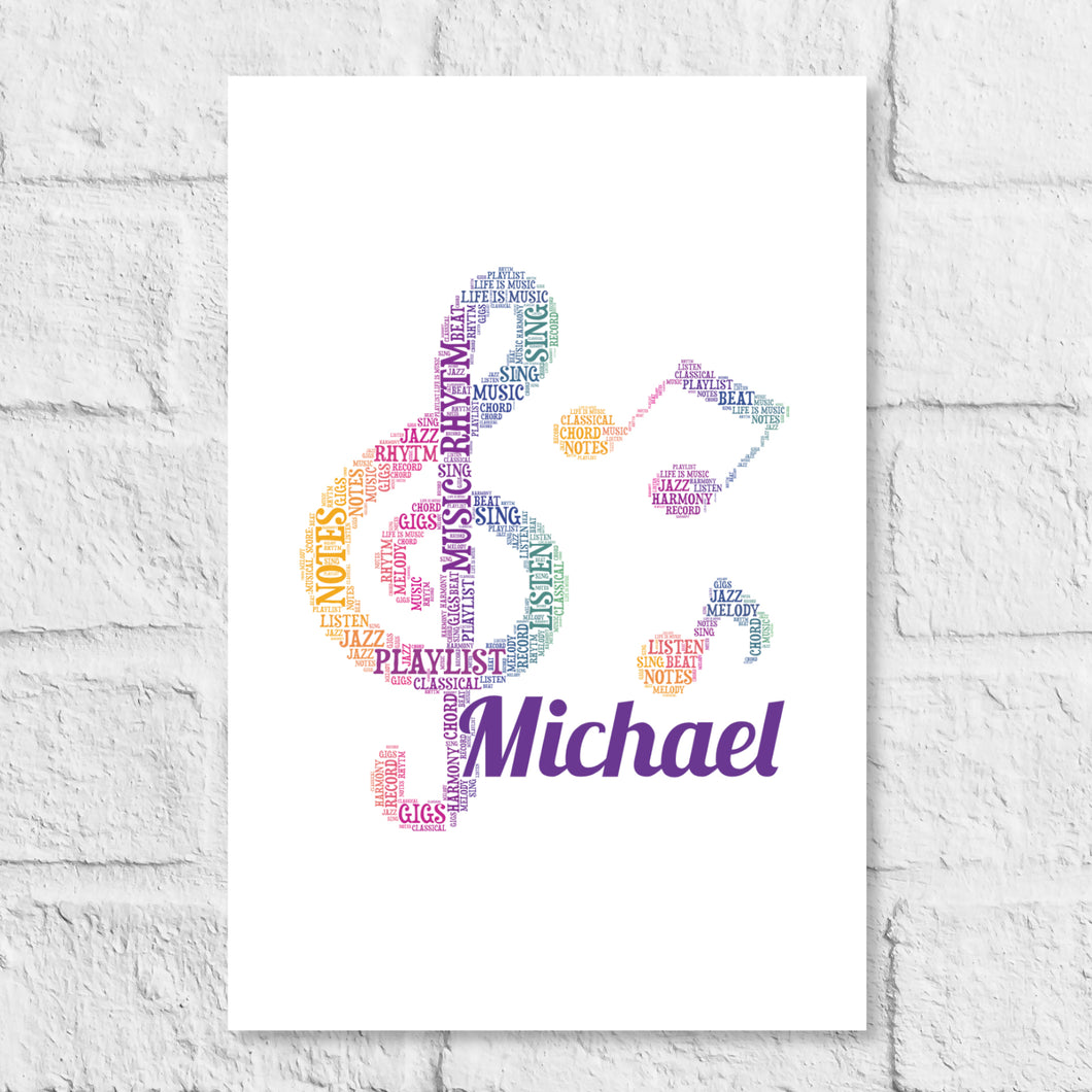 Personalised word art gift idea for music loever