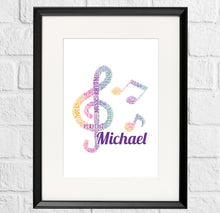 Load image into Gallery viewer, Musical note word art word cloud
