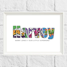 Load image into Gallery viewer, Stunrosie gifts superhero personalised gift print
