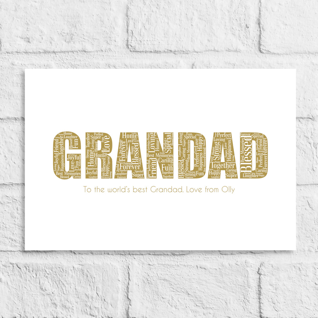 Word Cloud Grandad gift Print by Stunrosie Giftp