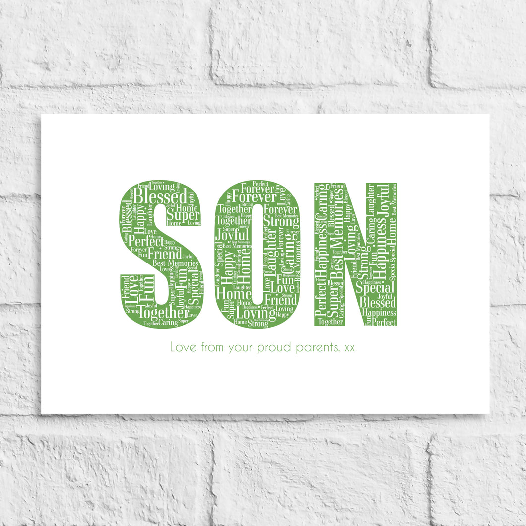 Word cloud Son gift print